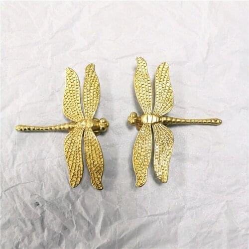 Gold Wardrobe Cabinet Door Creative Handle Solid Brass Butterfly Drawer Dresser Knob Modern Furniture Decoration Handles