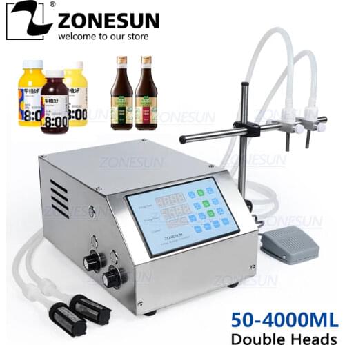 ZONESUN ZS-DPYT2P Semi automatic Juice Milk Beverage Liquid Filling Machine Water Bottle Container Small Vial Filler