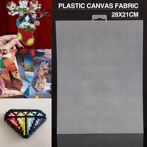 1pc 14ct Transparent Plastic Canvas Fabric 28x21cm Cross Stitch Ornaments For DIY Handmade Needlework Embroidery