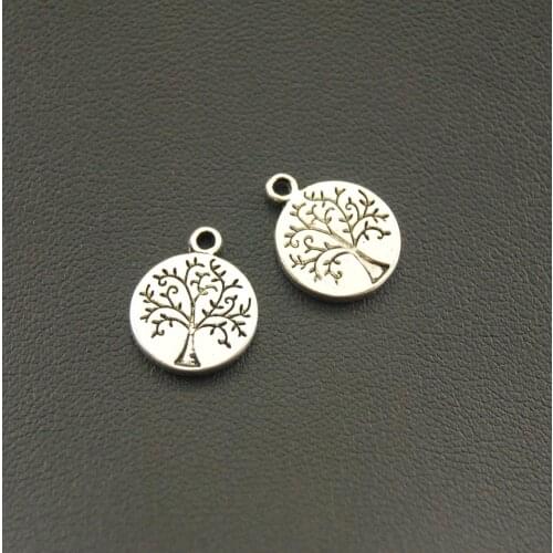 10 Pcs 15x18mm Silver Color Tree Charm Jewellery Pendant For Bracelet Necklace A1062