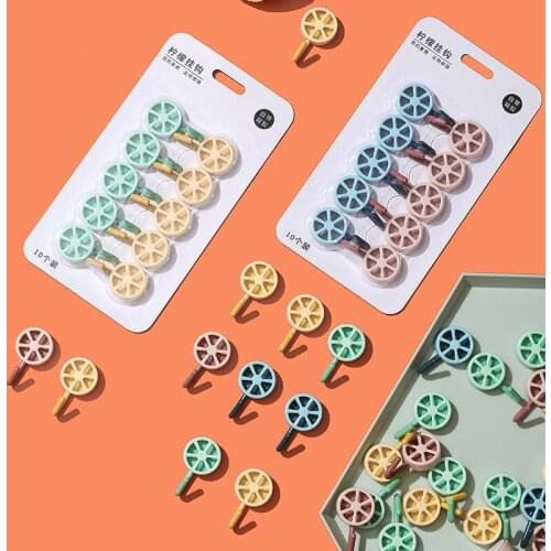 10 Pcs Adorable Self-Adhesive Sticky Hooks Plastic Wall-Mounted Door Towel Hooks Perforated-Free No-Trace Hanger Small Hooks