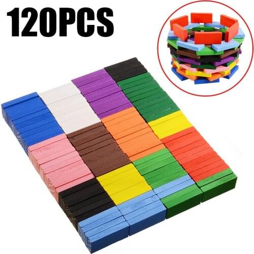 120pcs Wooden Multi-color Dominos Blocks DIY Family Games Blocks Kids Early Educational Toys Children Gift