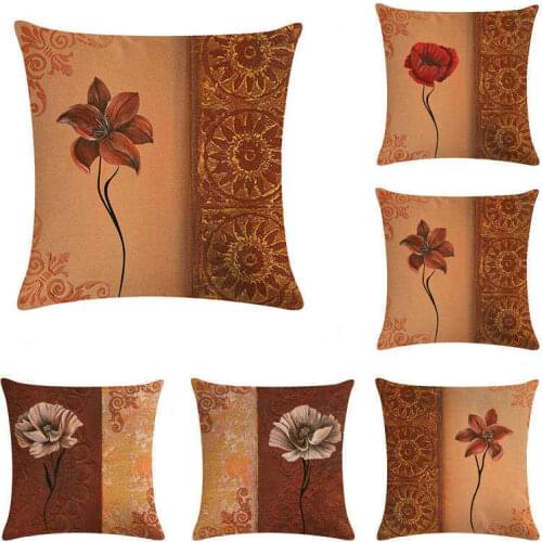 18" inch Vintage Rose Flower Cotton Linen Throw Pillow Case Cushion Cover Home Decor