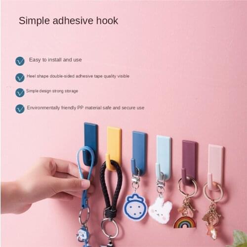 20pcs Single Hook Multi-color Strong Viscose Plastic Simple Sticky Hook Free Perforated Door Kitchen and Bathroom Storage