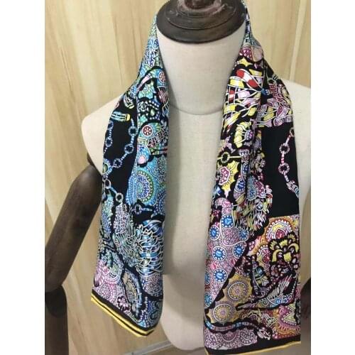 2020 new arrival spring flower 90*90 cm 100% silk scarf square twill hand made roll shawl for women lady hijab high quality