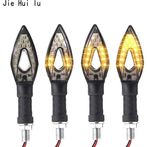4pcs 14 LED Flowing Universal Motorcycle Turn Signal Indicators 12V Blinkers Flexible Bendable Lamp Light Amber