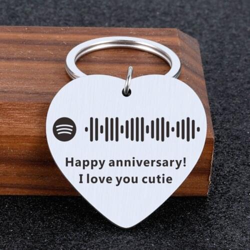 Custom Music Spotify Scan Code Keychain I Love You Key Chain for Couple Husband Boyfriend Spotify Code Valentines Day Present