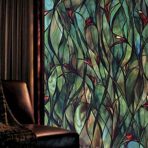 Colorful orchid Window Film Stained glass blasted sticker No Glue 3D Static Cling Home Decorative films 40/45/50/60/70/80*100cm