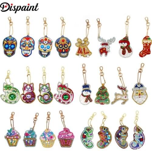 Dispaint 5D Diamond Painting Keychain Special Rhinestone Embroidery Pendant DIY Craft Kits Cross Stitch Key Chain Accessories