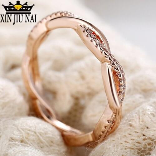 Elegant 14k Gold Jewelry For Women Classic Jewelry Hemp Flowers Twist Lovers Couple Ring Simple Fashion Bijoux Femme Engagement