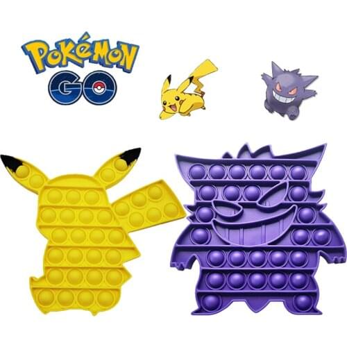 Pokemon Pikachu Gengar Push Bubble Fidget Toys Adults Children Reliver Stress Sensory Toy Push Bubble Squishy Autism Antistress
