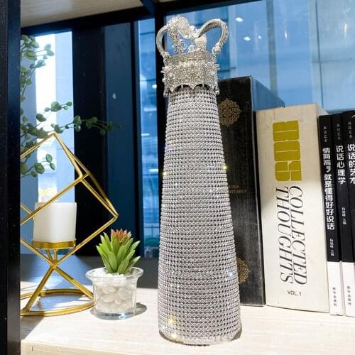 Italys Large-capacity Crown Mug High-value Creative Water Glass Rhinestone Cup Gift Thermos Mug Extravagant Cute Water Bottle