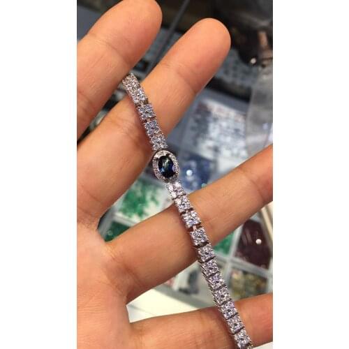 KJJEAXCMY boutique jewelry 925 sterling silver inlaid natural sapphire female bracelet support detection of new luxury