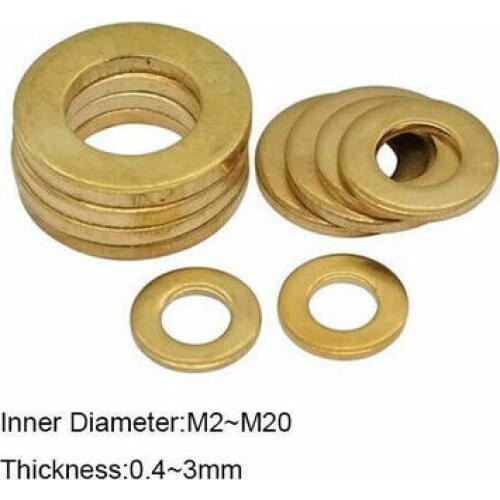Brass washer M2 M3 M5 M6 M8 M10 Brass washer / set washers brass / bronze flat gasket 100PCS