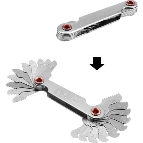 Metal 60 Degree Screw Thread Gage Gauge Folding Measuring Tool Metric & Whitworth Pitch