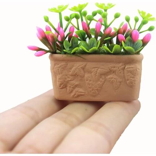 1/12 Dollhouse Miniature Accessories Mini Potted Plant Flower Model Simulation Toy Doll House Decoration sending style randomly