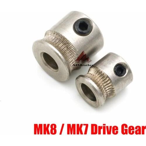 MK8 / MK7 Extruder Drive Gear Bore 5mm For 1.75mm and 3.0mm Hobbed Gear For Makerbot Reprap Mendel High Quality Stainless Steel