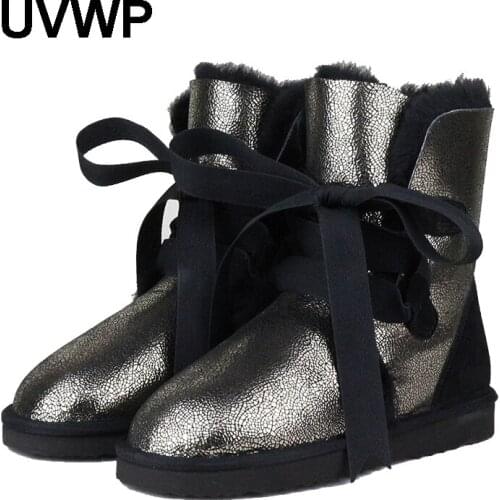 High Quality Fashion Women Snow Boots Genuine Sheepskin Leather Boots 100% Natural Fur Winter Boots Warm Thick Wool Women Boots