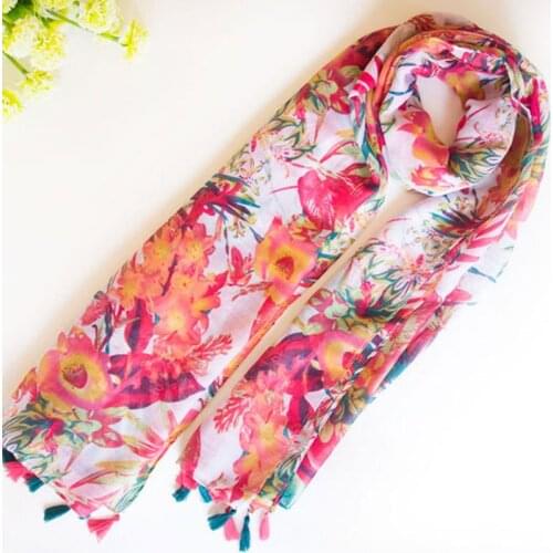 Fashion Women Flower printed Long Soft Scarf Wrap Shawl Stole Pashmina Scarves Beach Female Scarf