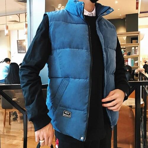 Mens Casual Outwear Waistcoat Plus Size New 4 Colors Autumn Winter Sleeveless Jacket Mandarin Collar Warm Thick Cotton Vest
