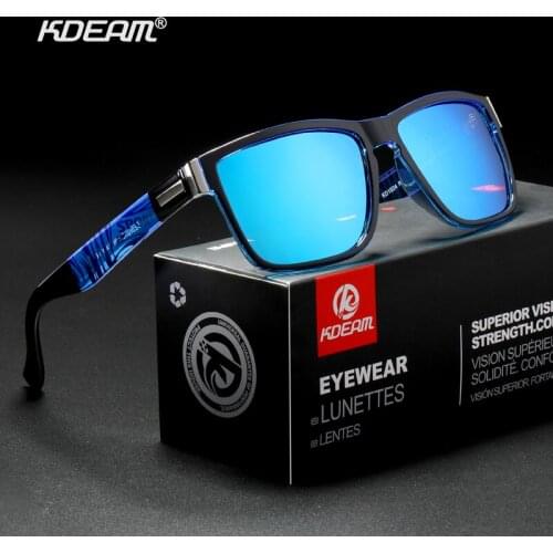 KDEAM Fashion Polarized Square Sunglasses Man Women Cool Colorful Stylish Mirror Shades Unisex UV400 Outdoor Glasses With Box