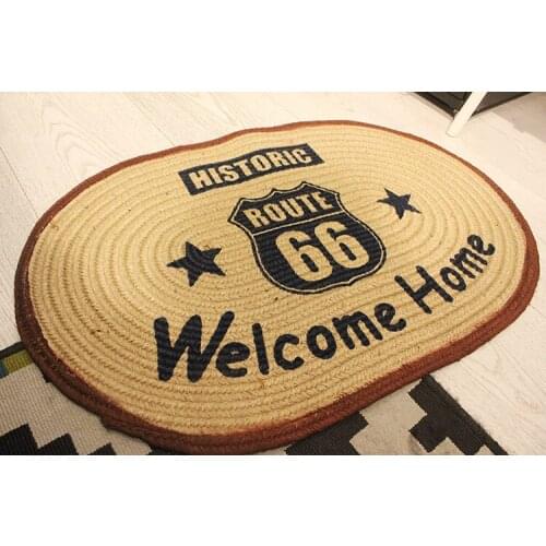 Retro American Style Elk Cotton Linen Floor Mat Indian Reindeer Pattern Carpet Bedside Rug Living Room Bedroom Decor Carpet