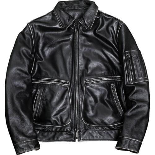 Genuine Leather Jacket and Coats For Men Oversized Winter Streetwear Plus Size 5XL Automotive Mans Cowhide Overcoats Vintage