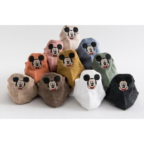Disney Casual Women Socks New Heel Embroidered Mickey Mouse Boat Socks Mickey Cartoon Anime Girls Socks For Autumn GIfts