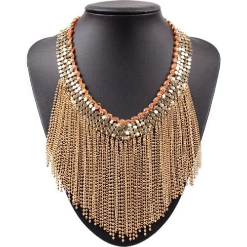 New Arrival Fashion Brand Elegant Choker Necklace Jewelry for Women Chain Tassel Pendant Chunky Luxury Statement Necklace