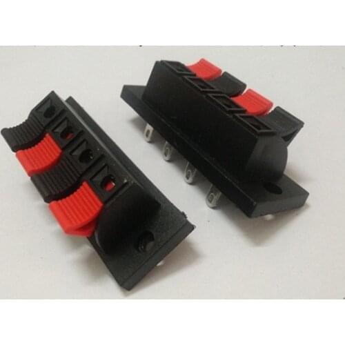 Wholesale 500pcs 4 PIN PUSH Red and Black Spring Push Type Speaker Cable wire Loudspeaker Audio Terminal Board Connector -wp-4-1