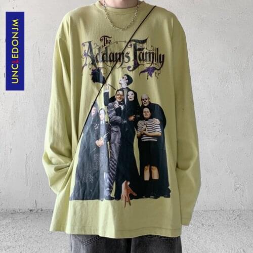 Character print long sleeve t-shirt mens fashion Pullover Street trend loose round neck T-shirt best seller M2027