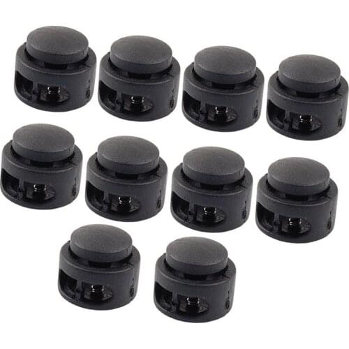 Spring Stop Double Holes Plastic Lanyard Cord Locks End x 10