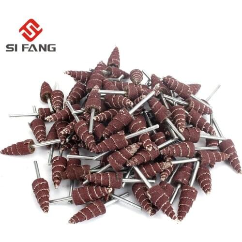 10/30/50Pcs Cone Shape Mounted Point Grinding Head Sandpaper Flap Sanding Wheel 320# With 1/8" Shank Polishing Abrasive Tool