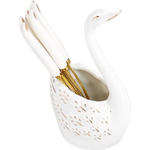 Fork Spoon Base Holder Cooking Accessories Kitchen Set Stainless Steel Ceramic Tableware Suit Cake Dessert Flatware