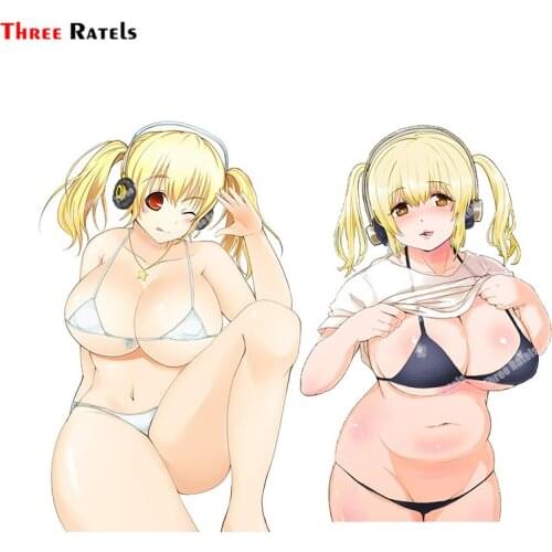 Three Ratels A375 Anime Sexy Girls Super Pochaco Nitroplus Sticker For Motorcycle Skateboard Laptop Guitar Suitcase Bike Decals