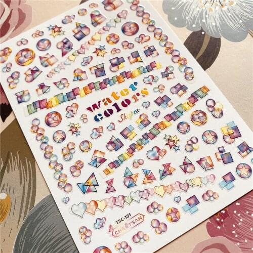 TSC-111 to 131 Playing card Water colors 3D Back glue Nail decal Nail sticker Nail decoration Nail art Nail tool Nail ornament