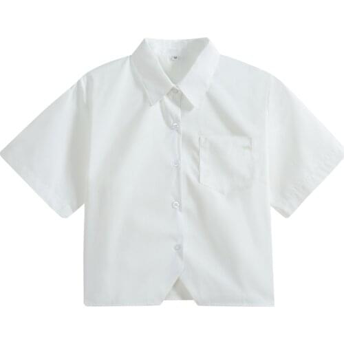 High Quality Wholesale Japanese Student Tops JK Uniform Shirt Short/long Sleeve Blouse White Black Oversize S-2XL Summer Tops