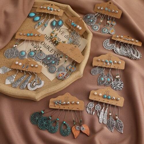 Vienkim Vintage Bohemian Ethnic Tassel Dangle Hanging Water Drop Earrings for Women New Fashion 2021 Jewelry Accessories Gifts