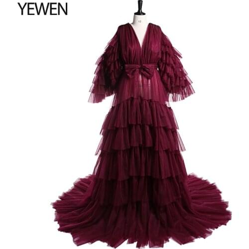 Robe De Soiree Tulle Maternity Robe for Photoshoot 2021 Sexy See Through Photography Dress Gown for Pregnant Woman Plus Size