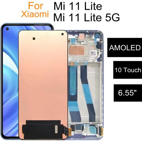 AMOLED For XIAOMI Mi 11 Lite 5G/M2101K9AG LCD Display Touch Screen Digitizer Replacement For Mi11 Lite M2101K9G LCD Display