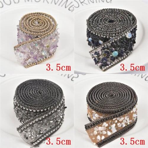 50cm/100cm Hot Fix Rhinestone Trim Colorful Stone Ribbon Wedding Decoration Bridal Applique 3.5cm Width DIY Accessories Grament