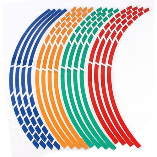 16pcs 17"18" 16pcs Motorcycle Car Wheel Tire Stickers Reflective Rim Tape Motorbike Auto Decals