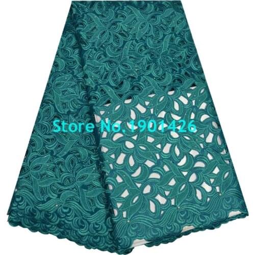2017 latest swiss voile 100% cotton lace fabric Green on sale high quality african lace with stones and bead dress XY6Y25