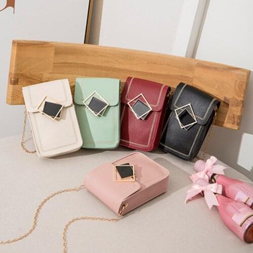 2021 Ultra-Thin PU Leather Wallet Phone Shoulder Bag For Women Small Crossbody Bag Soft Card Holder Wallets Mini Coin Purses