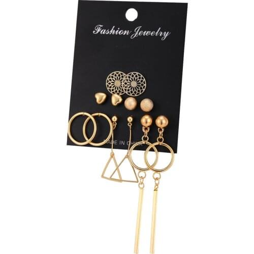 6 Pair Earring Set Geometric Earrings For Women Boho Long Tassel Earrings Set Hanging Dangle Drop Earring Female DIY Jewelry