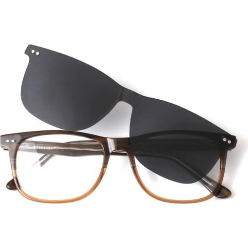 Acetate Prescription Glasses Men Clip On Sunglasses Polarized