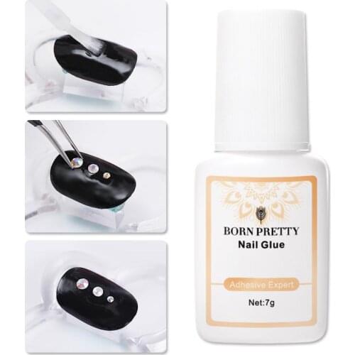 BORN PRETTY 12ml Acrylic Nail Art Rhinestones Nails Glue For False Nail Tips Point Drill Gel With Brush for 3D Nail Decorations