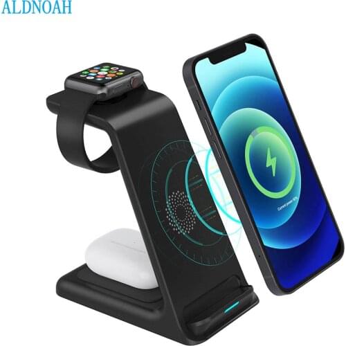 15W Qi Wireless Charging Stand for iPhone 12 Pro Mini XS XR X 8 Wireless Chargers 3 in 1 for Apple Watch 6 5 Charger Airpods Pro