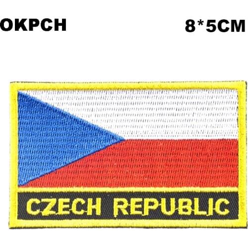 Czech Rep Square Shape Flag Iron on patches Orzen embroidery patch custom Stickers PT0087-R