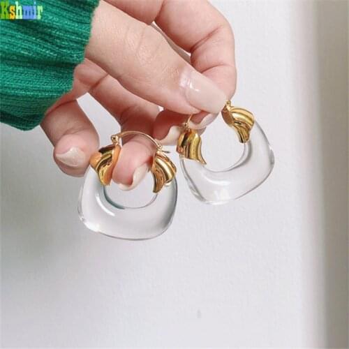 Kshmir Designers transparent resin circle metal earrings retro simple all-match fashion lady birthday party earrings 2021